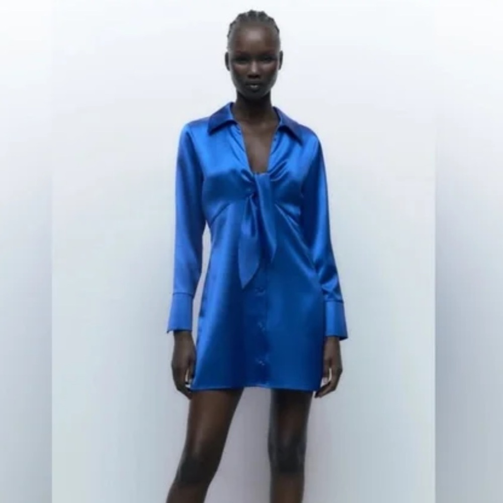 💙ZARA KNOTTED SATIN MINI DRESS💙